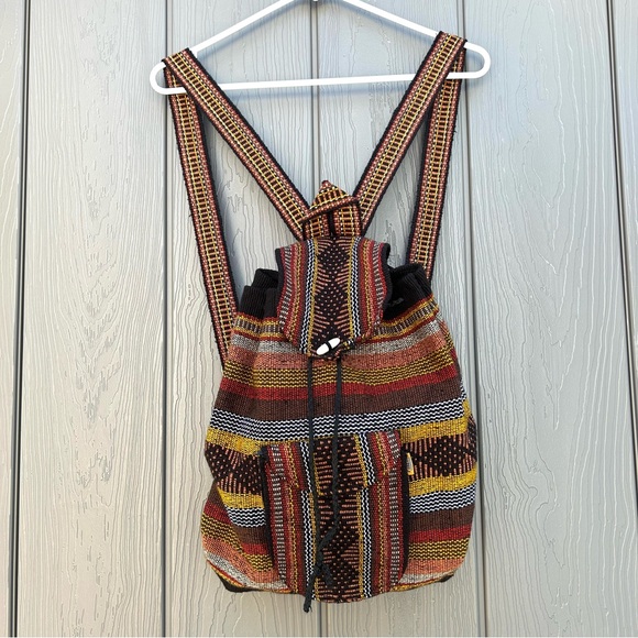 Pinzon Artisanal Escolar Canvas Backpack Handmade Art To Wear Boho Hippie Bag - Picture 1 of 9